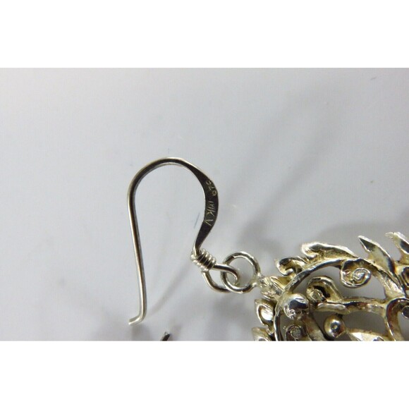 Pierced Sterling Silver Art Nouveau Style Dangling Face Earrings 925 - Picture 6 of 8